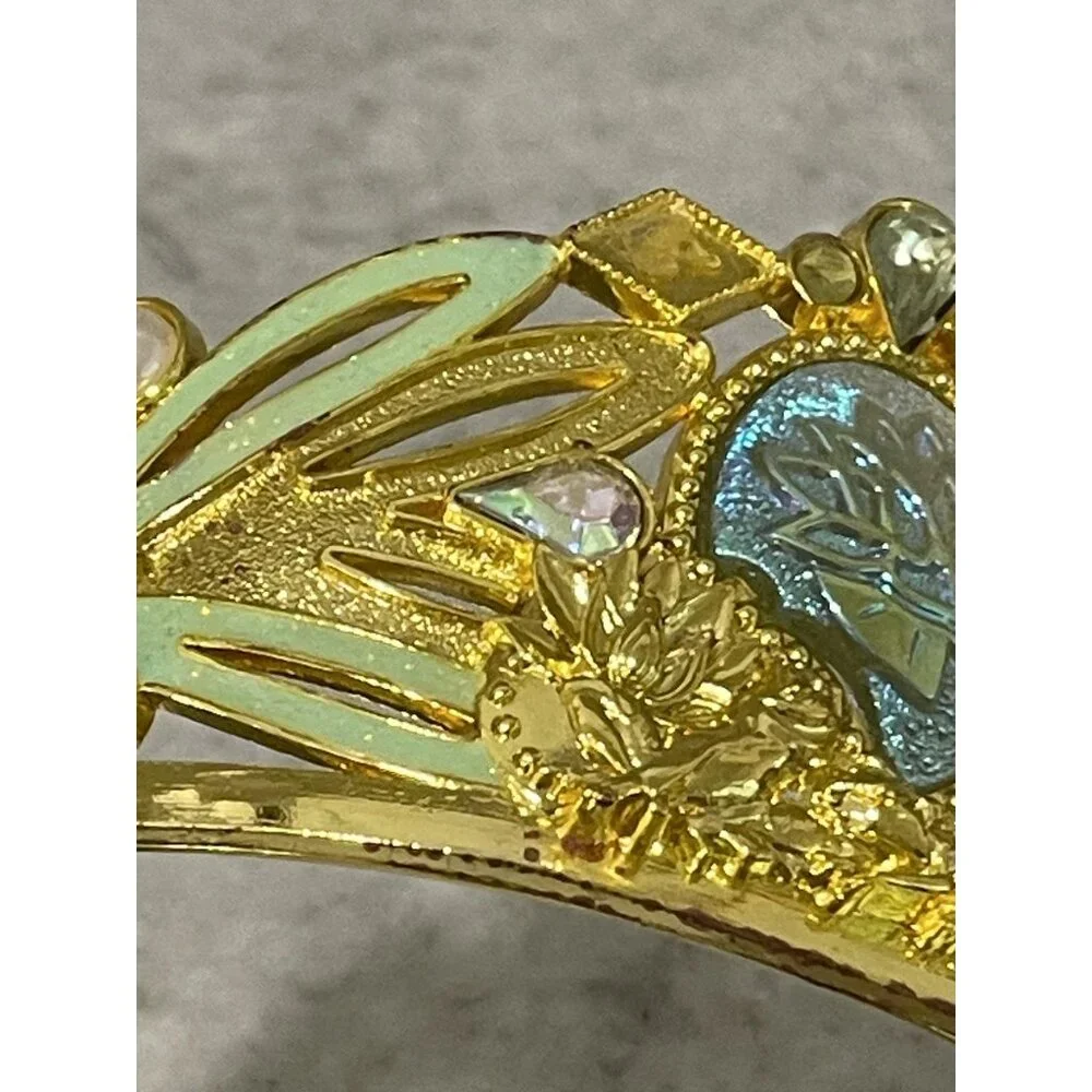 Disney‎ Store Princess Tiara Gold Lotus Flower Crown Green Jewels Kids Roleplay